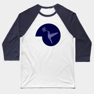 Happy Hummingbird on Fractal Blue Spiral Baseball T-Shirt